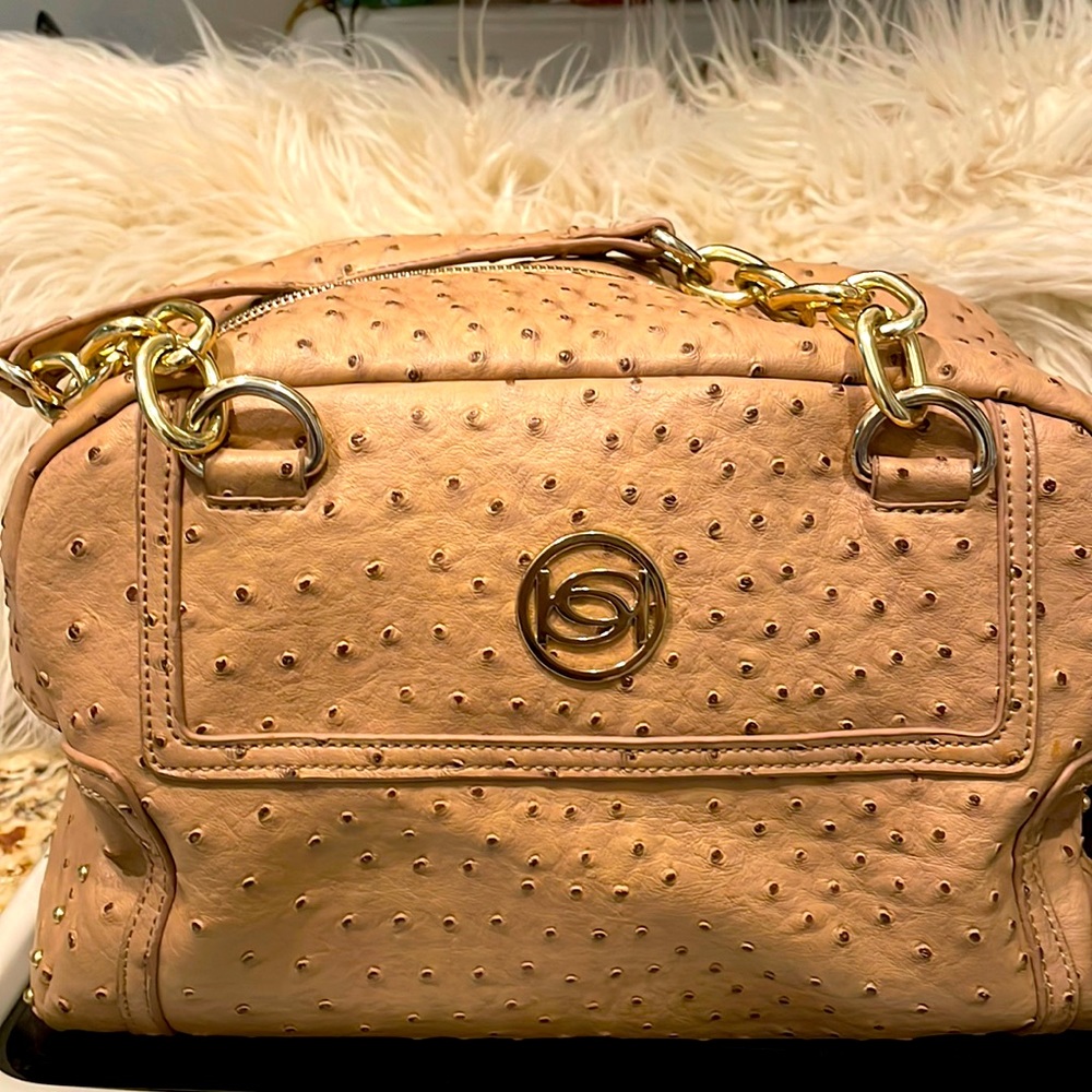 Bebe satchel tan and gold